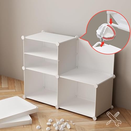 Image of AYSIS 𝟏𝟐 𝐒𝐡𝐞𝐥𝐟 DIY Shoe Rack Box Organizer | Multi-Purpose Plastic Shoe Rack for Home | Home Storage Shoe Rack with Door for Entryway, Chappal Slipper Sandals Shoe Stand【White, 12-Shelf-6-Door】