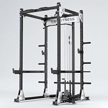 X9 Power Cage with Optional LAT PullDown/Cable Crossover/Smith Machine System, 2000LB Squat Rack for Home & Garage Gym, with Weight Storage Rack and More Training Attachments