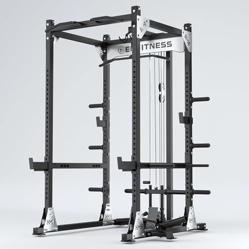 Image of X9 Power Cage with Optional LAT PullDown /Cable Crossover /Smith Machine System, 2000LB Squat Rack for Home & Garage Gym, with Weight Storage Rack and More Training Attachments