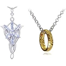 2 Set Lady Inspired Necklace Gold Tone The Ring Pendant Necklace for Fans Cosplay Costume Jewelry