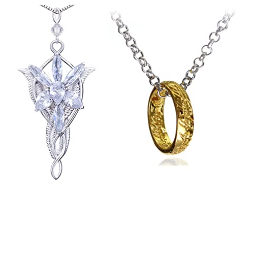 XHBTS Juego de 2 collares inspirados en mujer, tono dorado, collar con colgante de anillo para fanáticos de cosplay