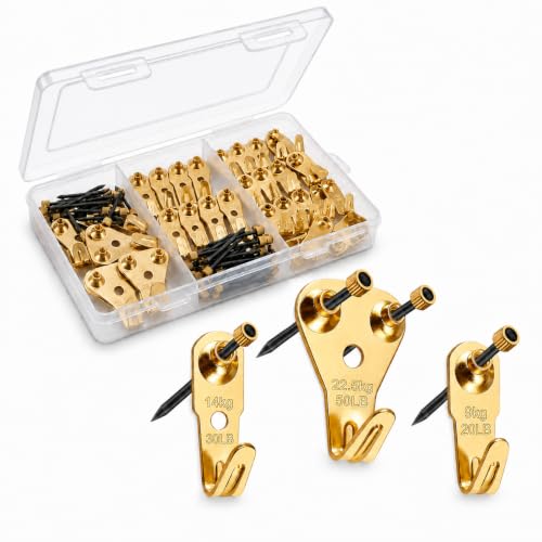 Image of 75-Piece Picture Hangers with Nails for Drywall and Wood, 20-50 lb