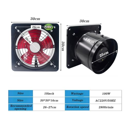 ventilador extractor de ventilación de 10 pulgadas FKHFTI, para baño y cocina, potente y de metal miniatura 2