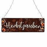 Interluxe Schild Holzschild - Herbstzauber Herbst 22 Dekoschild Türschild Besuch Gäste Blumen Landhaus