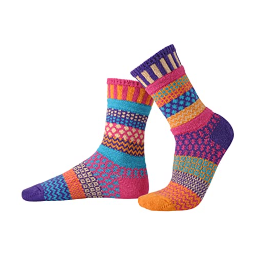 Solmate Socks Women & Men Recycled Cotton Mismatched Crew Socks Sunny Medium