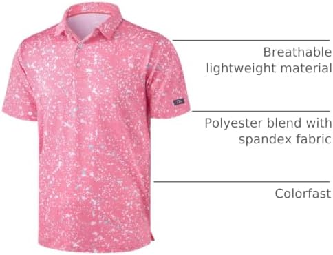 Obla Men's Print Golf Polo Shirts (Pink Colored Dots_XXL) - 3