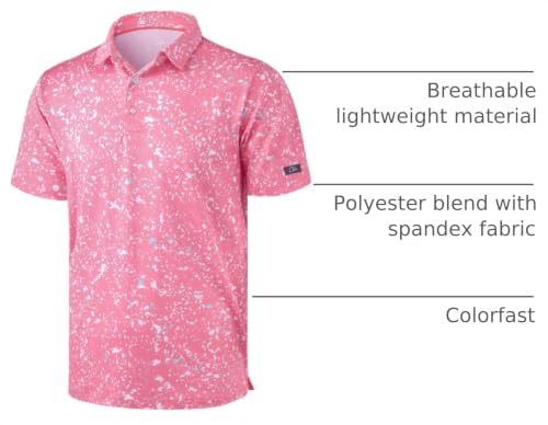 Image of Obla Mens Golf Polo Shirts Short Sleeve Dry Fit Performance Moisture Wicking Casual Print Collared Golf Shirts for Men