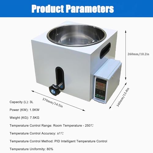 Digital Thermostatic Water Bath, Stainless Steel Lab Equipment, Accurate Temperature Control ±1℃, 2L/3L/5L Capacity, for Scientific Experiments & Research (3L)