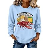 Sudadera de manga larga para mujer, con estampado de cuello redondo, sudaderas ligeras y elásticas, básicas, cómodas, con puños ajustados, para fiesta, otoño, invierno, manga larga, azul celeste, XL