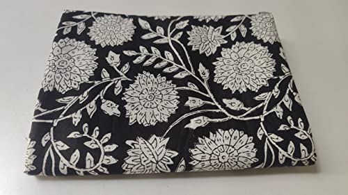 Image of Floral Printed Cotton Fabric Cloth Hand Block Print Fabric Women Material Running Jaipuri Hand Block Printed Women Dress Material Kurtis Natural 44 inch Inches Width 2.5 Meter (Pattern 7)