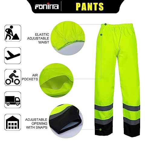 FONIRRA Hi Vis Safety Rain Jacket for Men,Class 3 High Visibility Rain Gear,Rain Suits for Men Waterproof Heavy Duty for Work(2XL/3XL) - Image 4