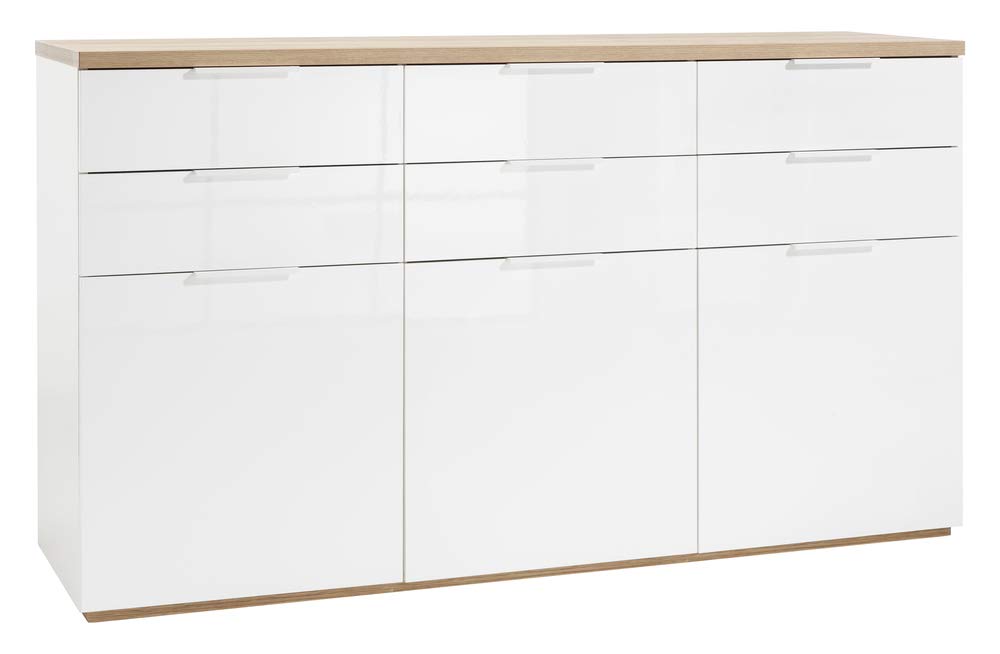 Composad | Credenza della Linea MUNDI con 6 Cassetti e 3 Ante, Madia, Mobile Ingresso, (LxAxP) 179,20x102,30x50 cm, Colore Rovere e Bianco Laccato, Soggiorno, Ingresso, Made in Italy