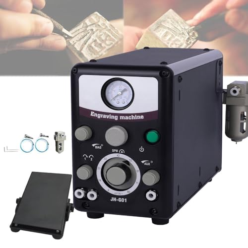 WHYYDSS Máquina grabadora neumática de Joyas, Herramientas de engarce de Piedras para Grabado a Mano, Herramienta de Grabado multifunción eléctrica, Grabador de Impacto, 400-8000 RPM,Dual-Head-220V