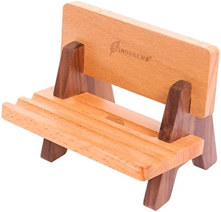 SINORHEMA Wood Ipad Stand Chair Phone Holder Desktop Adjustable Dock Cradle Compatible with Tablets Garden Bench Shaped Cute iPad Stand with Charging Port