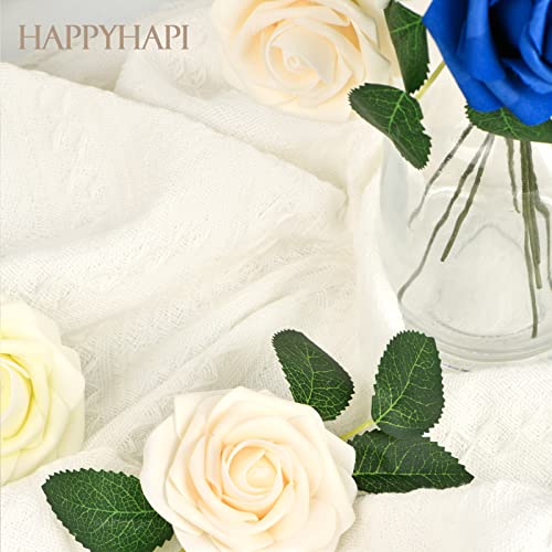 Happyhapi 50Pcs Artificial Flowers Roses Bulk Champagne Foam Fake Roses With Stems For Wedding, Bridal Shower Decorations Fake Flowers Centerpieces Tables Decorations #TOP3