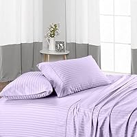 3 pezzi a righe blu navy, 1 lenzuolo con angoli e 2 federe, misura matrimoniale, tasca profonda 30 cm e elastico a tutto tondo per una facile vestibilità e una tenuta forte