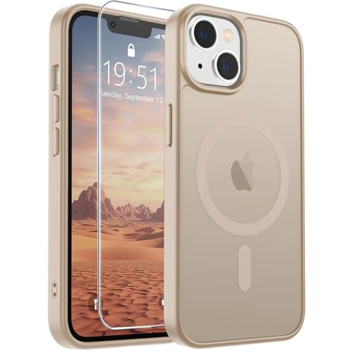 Image of SUPFINE Magnetic for iPhone 15 Plus Case & iPhone 14 Plus Case(Compatible with MagSafe)(Military Grade Drop Protection) Translucent Shockproof Phone Cover,Desert Gold