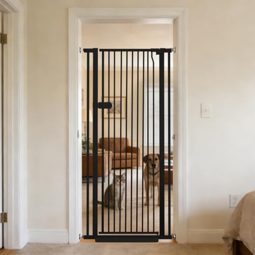 Lumizone Extra Tall Cat Gate 61.02" High 29.92"-34.24" Wide Pet Gate Black