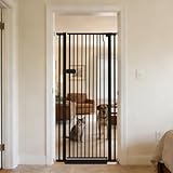 Lumizone Extra Tall Cat Gate 61.02' High Pressure Mounted Extra Wide 2025 New (17 Sizes) 1.37' Gap No Drilling Auto-Close One-Handed Operation Tall Pet Gate for Dogs(Black, 61.02' H x 29.92'-34.24' W)
