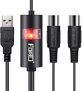 FORE MIDI to USB Interface MIDI Cable Adapter with Input&Output Connecting with Keyboard/Synthesizer