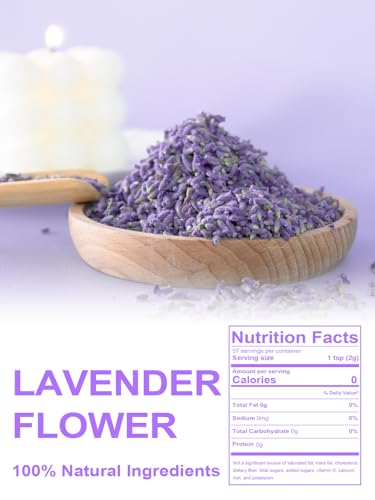 Image of TeeLux Lavender Tea, Dried Lavender Buds Herbal Tea, Caffeine Free, 4oz | Pure Lavender Flower Buds for Herbal Tea, Baking, Crafts & Sachets, Smooth Taste with Delicate Floral Notes