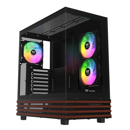 Image of Thermaltake View 270 Plus WS ARGB; Mid Tower; 3x120mm Lite Fans Included; 360mm Radiator Support; 420mm GPU Clearance;Bottom Wood Trim; E-ATX /ATX /mATX /mITX; 220mm PSU Clearance;Black; CA-1Y7-00M1WN-WS