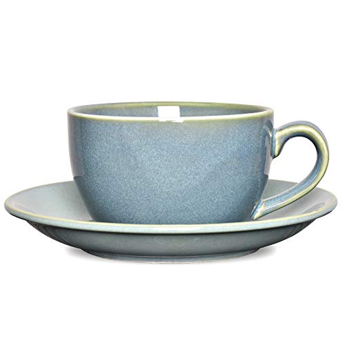 Bosmarlin Coffee Cup Mug With Saucer For Latte, Cappuccino, Tea, 8.5 Oz, Dishwasher And Microwave Safe, Reactive Glaze, 1 Pcs (Sage Green, 1) #TOP18