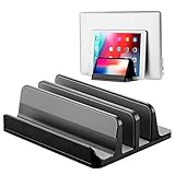 BECROWM アップグレード版 ノートパソコンスタンド 縦置き macbook用 縦置き スタンド アルミ製 クラムシェルスタンド 2台立て ノートpcスタンド 幅調節可能 ノートパソコン 縦置きスタンド(ブラック)