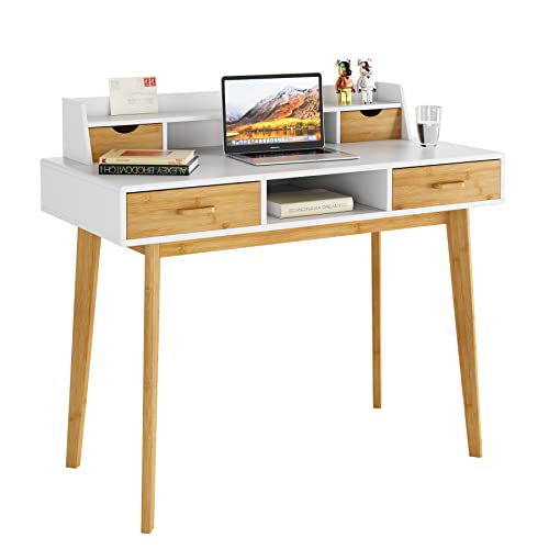 Uso multifunzionale: la scrivania del computer ha un aspetto semplice ed elegante, che può adattarsi a una varietà di stili di decorazione domestica. Oltre ad essere utilizzata come scrivania, può essere utilizzata anche come specchiera.