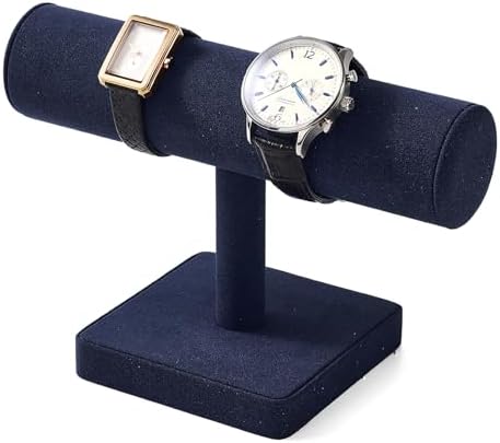 Oirlv Microfiber T-bar Bracelet Watch Organizer Display Stand Professional Jewelry Bracelet Display for Selling (Blue,Microfiber)