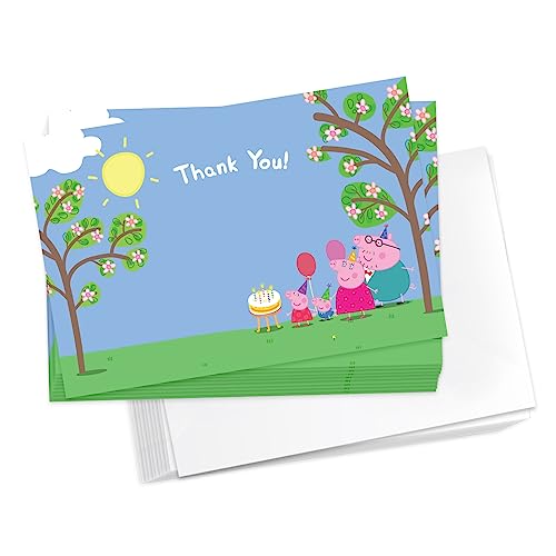 Cartes de remerciement Peppa Pig lot de 10 avec enveloppes prêtes à écrire