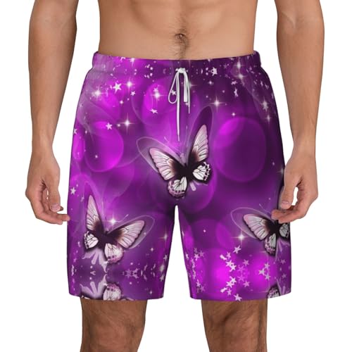 Bañador elástico Purple Butterfly.11 evita rozaduras traje de baño corto transpirable de hombre