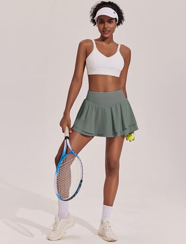 Image of PINSPARK Womens Tennis Skirt Pleated High Waisted Golf Skort with 3 Pockets