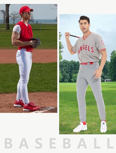 MIVEI Calça masculina de beisebol joggers perna afunilada elástica durável joelhos de camada dupla 6