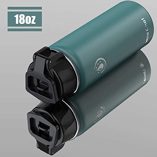 Umite Chef Water Bottle, Vacuum Insulated Wide Mouth Stainless-Steel Sports Water Bottle with New Wide Handle Straw Lid,Hot Cold, 18 oz Double Walled Mug(Mint Green)