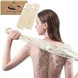 myHomeBody Exfoliating Washcloths for Showering, Loofah Body Scrubber Exfoliator, Back Shower Towel, Bath Washer for Exfoliation, Cream, Set of 2