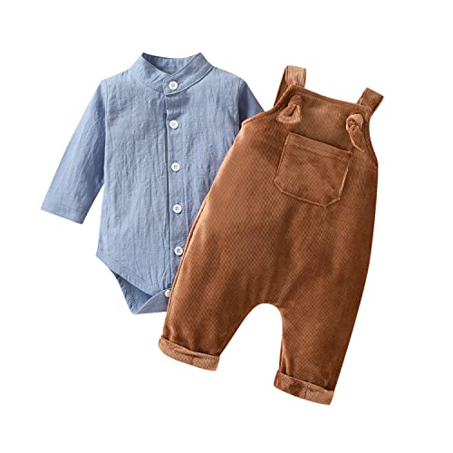 Unutiylo Baby Boys Clothes for Gentleman Outfits,Toddler Overalls Baby Suspender Pants and Bodysuit Romper
