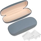 Joyberg 2 Pack Glasses Case, Eyeglass Case with Cleaning Cloth, Glasses Case Hard Shell Fits Most Glasses(Gray)