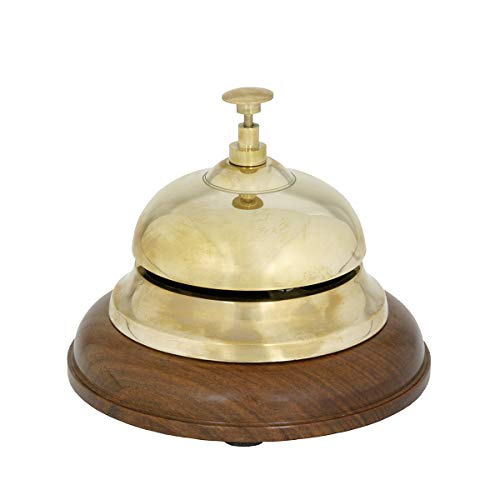 Tischglocke Messing - Unterteil massiv Holz (SHEESHAM WOOD-Ebenholz) - L - B - H cm Cover