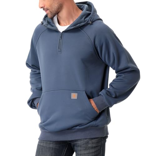 Men's Fashion Hoodie Fleece Warm Sweatshirt | Fleece-Lined Thickened Quarter-Zip Design Pullover Versatile2