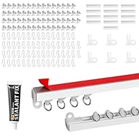 Necdeol 5.7 Meter Selbstklebende Vorhangschiene, 14 * 41cm Deckenvorhangschiene, Gardinenschiene Ohne Bohren, Vorhangschiene Deckenmontage für Fenster, Schlafzimmer, Duschen, Schränke und Wohnmobile
