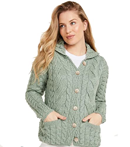 Image of Ladies Buttoned Cabled Cardigan-L