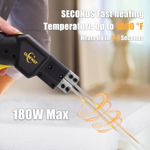 180W Electric Hot Knife Foam Cutter Tool - Adjustable Temperature 300°F-1000°F with 2 Blades(6" and 8") for EPS/XPS/EVA/Styrofoam Cutting, Air Cooling & 10ft Cable for Smooth DIY & Professional Use - Image 2