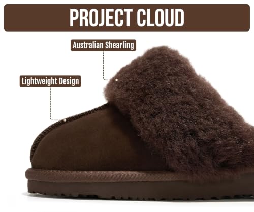 Image of Project Cloud Genuine Leather Fur-Lined Non-Slip Clog Slippers for Women | Memory Foam Insole Indoor Outdoor Mule Shoes - Comfortable House Footwear Womens Slippers - Fur-Lined Cold Weather Essentials
