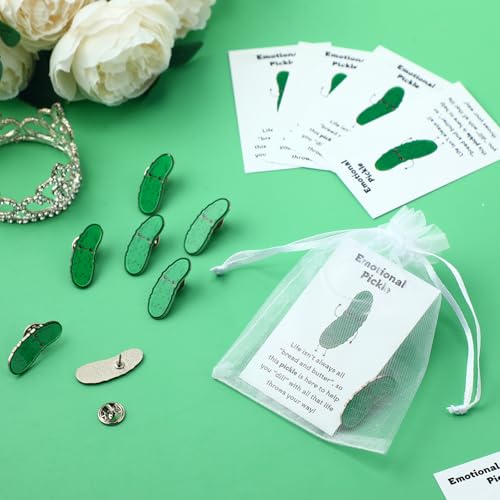Image of Landical Inspirational Cucumber Christmas Appreciation Gift with Lapel Pins Funny Card and Bag for Friends Coworkers Employee