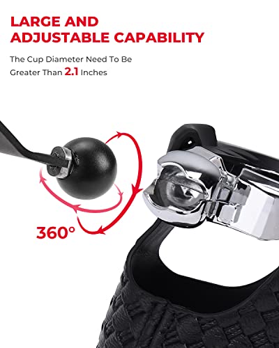 [Upgrade] Kemimoto Motorcycle Cup Holder With Perch Mount, Synthetic Leather Motorcycle Drink Holder Compatible With Dyna Softail Touring Goldwing Gl1800 Gl1500 Vtx Shadow Vstar Vulcan, Chrome #TOP1