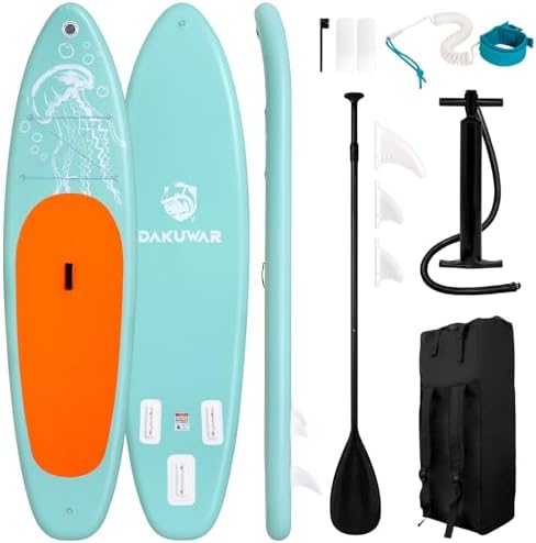DAKUWAR Paddle Board 10'6''x33''x6'' Inflatable Stand Up Paddle Boards With SUP Accessories Ultra-Light Paddleboard Non-Slip Comfort Deck For Adults & Youth Of All Skill Levels(Black And Grey), Boards - Canada