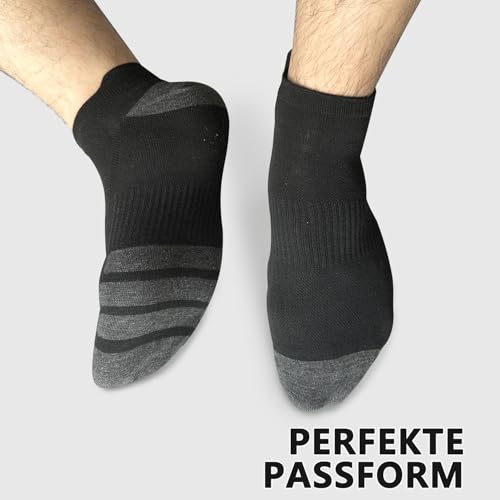 Chic Defend Sneaker Socken Herren 10 Paar Atmungsaktive Baumwolle Sportsocken Kurz Sommer Halbsocken Laufsocken Schwarz Weiß Grau 35-38 39-42 43-46 47-49, Schwarz, 43-46