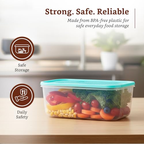 Image of Amazon Brand - Solimo Plastic Container Set with Airtight Lids | BPA-Free | Microwave & Dishwasher Safe | Kitchen Storage Containers | Set of 15