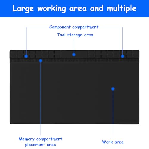 70x40 cm Lötmatte aus Silikon 500°C hitzebeständige Lötunterlage mit ESD Schutz diese extra große ESD Matte ist ideale lötmatte groß für Elektronikreparatur wie BGA Lötpistole Handy Laptop und Uhr